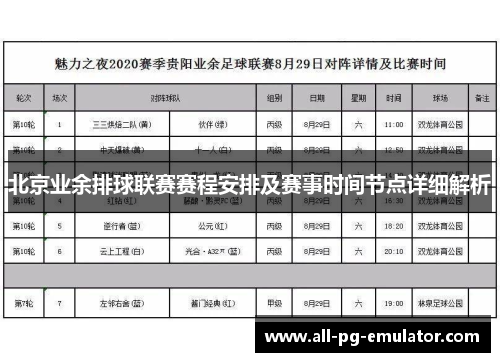 北京业余排球联赛赛程安排及赛事时间节点详细解析 北京业余排球联赛赛程安排及赛事时间节点详细解析