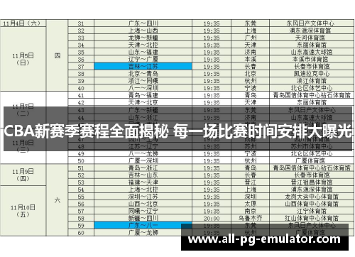 CBA新赛季赛程全面揭秘 每一场比赛时间安排大曝光